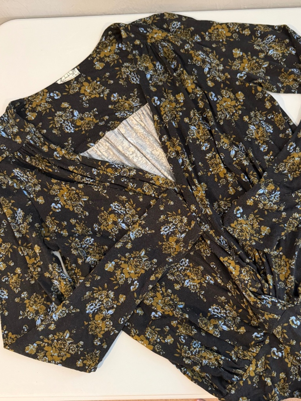 NWOT Free People Women's Intimately Ditsy Turnt Black Floral Bodysuit Size M